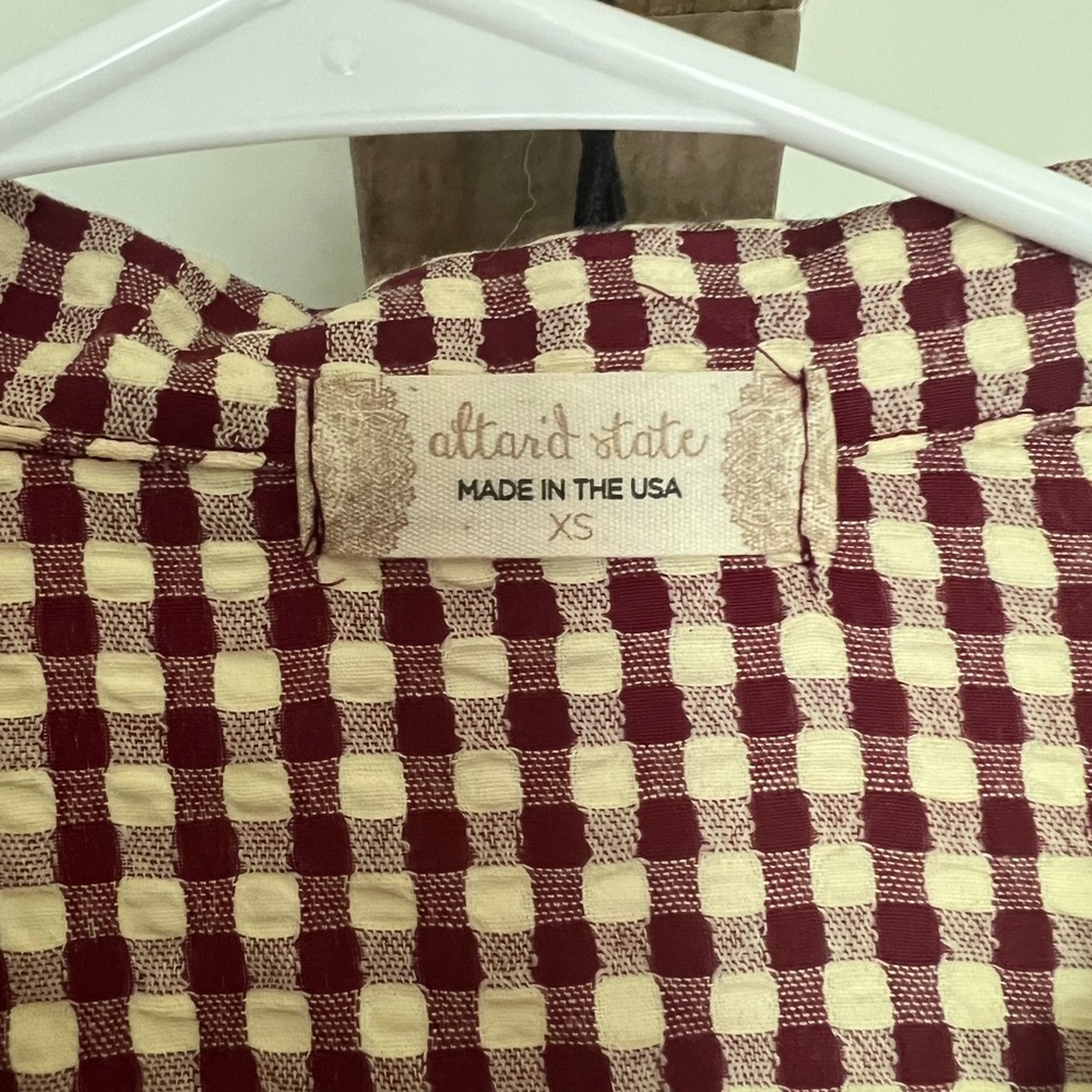 Altar’d State gingham babydoll collared top, XS